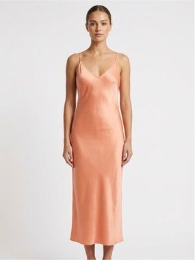 Express Coral Satin Slip Dress with Adjustable Straps Size L